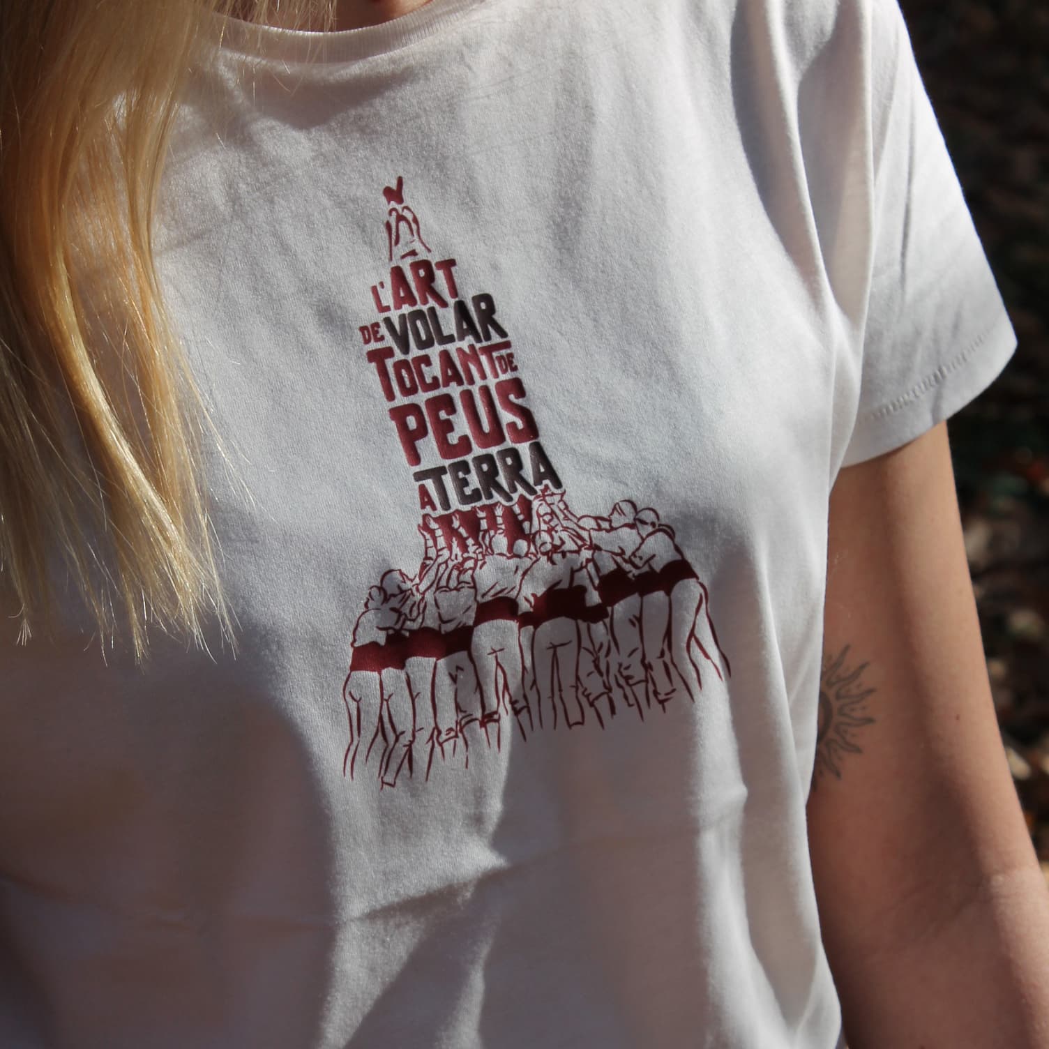 Samarreta Castellers: l'Art de Volar (blanca Unisex)